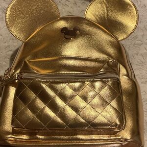 Minnie Mouse Gold Backpack w Black Strap